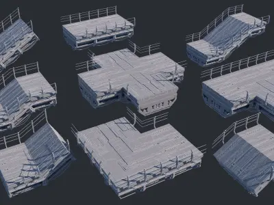 Sci-Fi Road Bridge Kitbash Vol 01 Low-poly 3D model