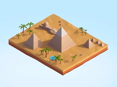 Low Poly Egipt Piramids Landmark Low-poly 3D model