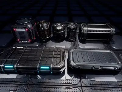 Sci-fi Cargo Container UE4 Low-poly 3D model