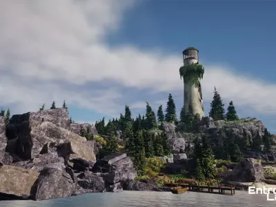 Abandoned Lighthouse Island - Unreal Engine  Low-poly 3D model