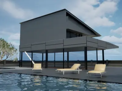 Modern house Low-poly 3D model 18