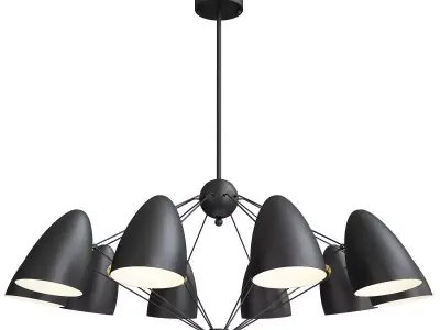 JLYLITE 10 Light Sputnik Chandelier Black Low-poly 3D model