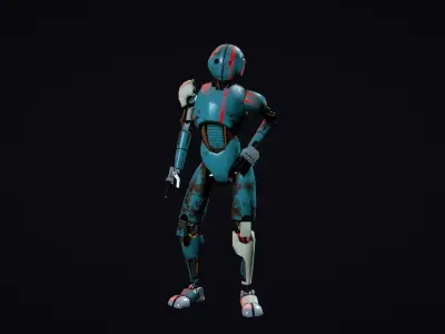 Cartoon Character Robot Low-poly 3D model 3