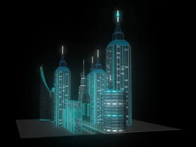 Sci-Fi Gaming City Exterior  Low-poly 3D model
