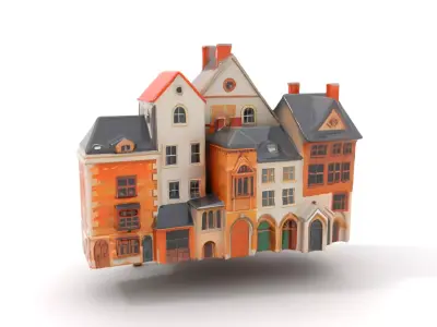 Charming Brick Facade model pack Low-poly 3D model