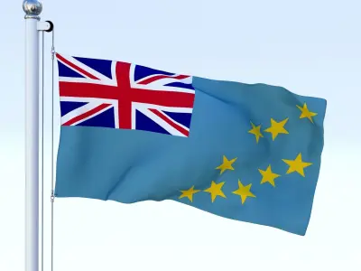 Animated Tuvalu Flag Low-poly 3D model