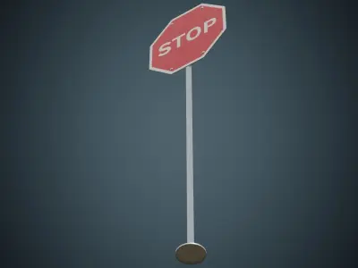 Stop Sign 1A Low-poly 3D model