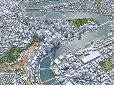Brisbane Downtown Australia Low-poly 3D model