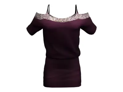 Cutout Shoulder Dress Low-poly 3D model