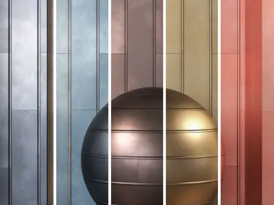 4K Metal Wall Panel Covering Textures  - 15 in 1 - Seamless PBR Texture