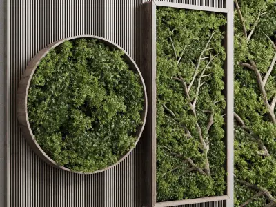Vertical Wall Garden With Wooden Frame - Green Wall Garden 62 Low-poly 3D model