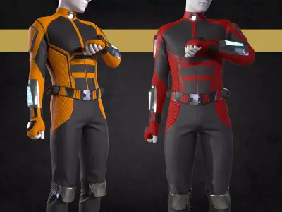 Futuristic superhero clothing sci fi outfit 3D model
