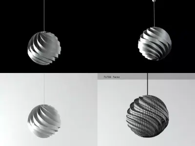 Turbo pendant light made of paper 3D model