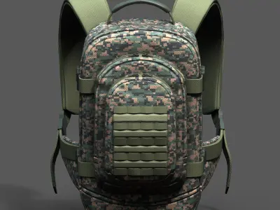 Backpack military combat bag baggage  Low-poly 3D model