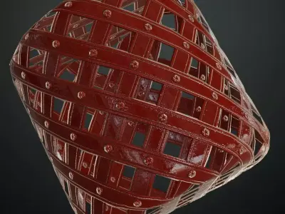 Red Metal Gate Transparent PBR Seamless Texture