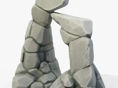 Stylized Rock Cliff Stone Gate Low-poly 3D model