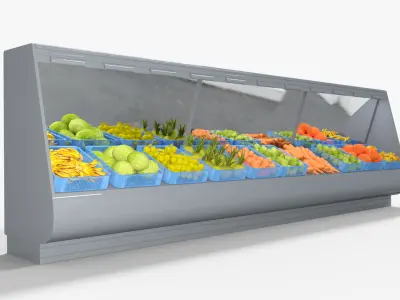 Supermarket Veg Stand Shelve Low-poly 3D model