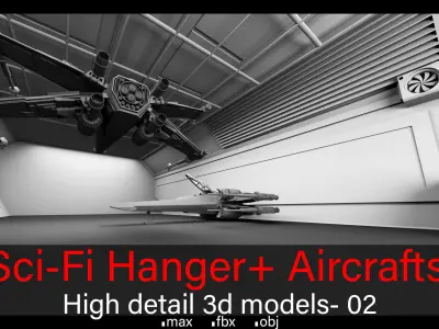 Sci-Fi Hanger- Aircrafts- 02- High detail 3d models Low-poly 3D model
