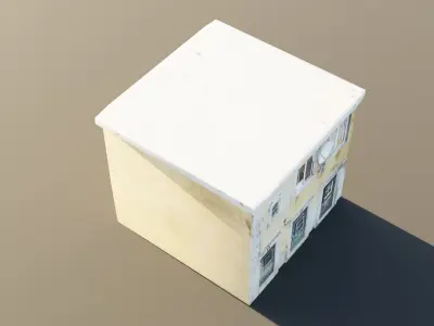 Brown Concrete Building Low-poly 3D model