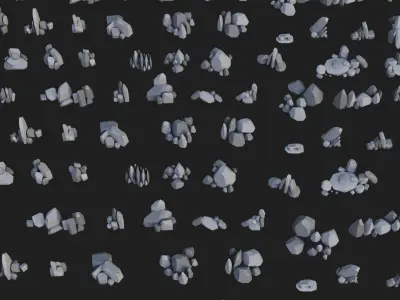 Low Poly Rocks and Stones Big Pack Low-poly 3D model