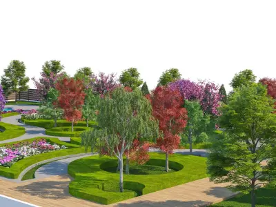 Botanical Swirl Garden 3D Model Low-poly 3D model