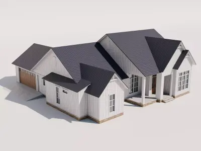 Farmhouse Style House Model 3 Low-poly 3D model