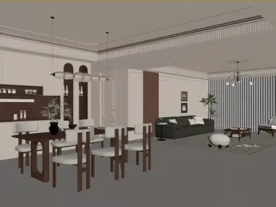 French light luxury style living room 3D model