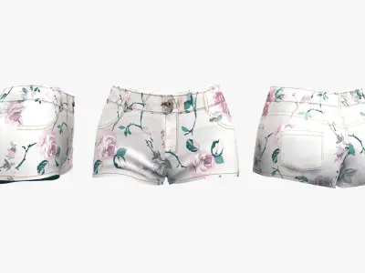 Floral Summer Shorts Low-poly 3D model