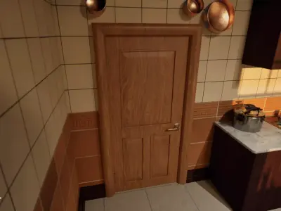 Wooden Door Low-poly 3D model 9