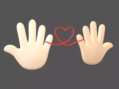 Hand with Red Line Icon v1 008 Low-poly 3D model