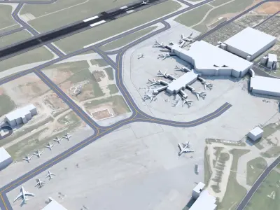 Blue Grass Airport Lexington 10km Low-poly 3D model