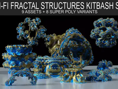 Fractal Dr Strange Influenced  Sci-Fi  Kitbash 3D Assets  3D model