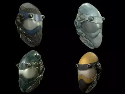 Helmet sci fi 4 texture options low and high poly Low-poly 3D model