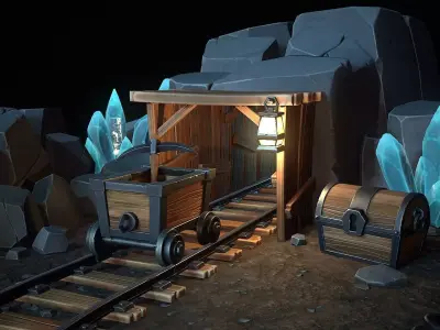 Stylized Mine Low-poly 3D model