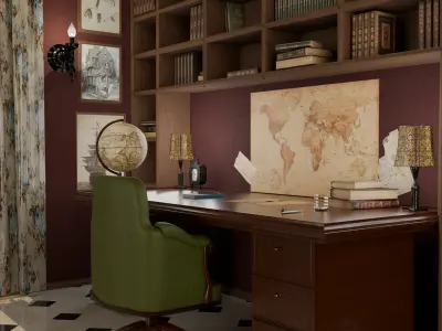 Dark Academia Concept Study Room Free 3D model