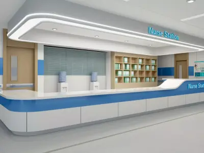 Hospital Corridor Nurses Station 01 3D model