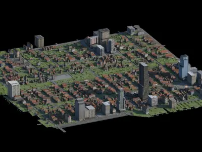  City Cityscape Landscape Urban Block Street Architectural 01 Low-poly 3D model