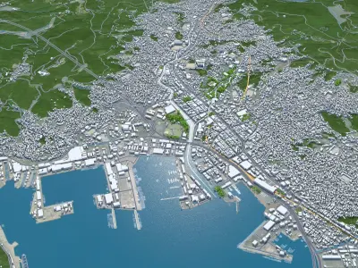 Sasebo Nagasaki Japan 30km AI Low-poly 3D model