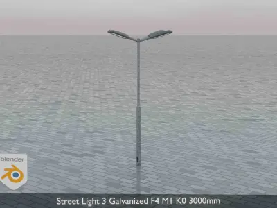 Street Light 3 Galvanized F4 M1 K0 3000 mm Low-poly 3D model
