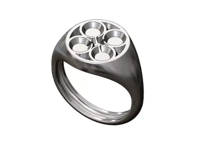 Round signet ring with gothic ornament N07 3D print model