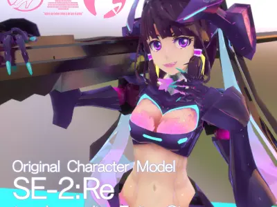low-poly mech girl  Se-2Re Low-poly 3D model