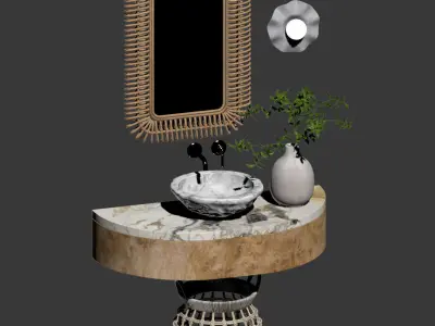 Eco-style bathroom set 3D model