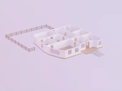 House with Interior - Low Poly Style Free low-poly 3D model