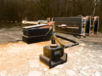 Machine Gun Firing Animated Turret Low-poly 3D model