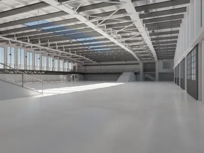 Industrial Hangar Hall Interior 5 Low-poly 3D model