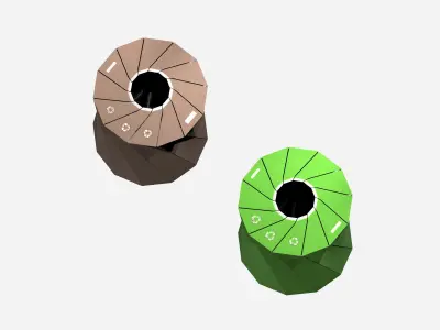 Modern metal open supermarket recycling bin Low-poly 3D model