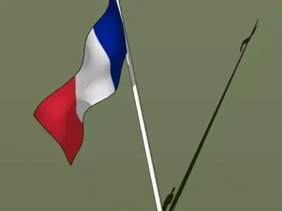 France flag - pole height 15 meters 3D model