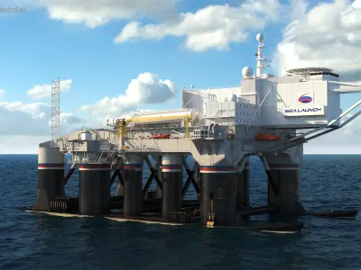  Odyssey Offshore Sea Launch Platform with Zenit 3SL Rocket 