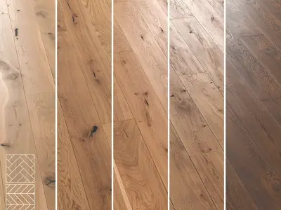 Boen Oak Parquet - Herringbone -Chevron and Linear -Set of 5 3D model