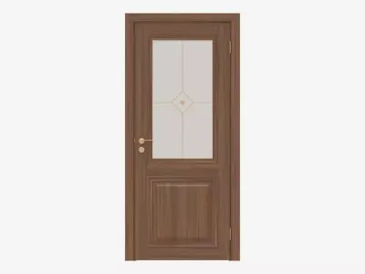 Classic Wooden Interior Door with Furniture 017 3D model